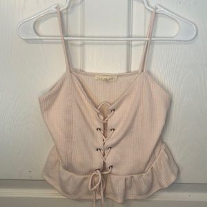 L.A. Hearts Light Pink Lace Up Crop Top